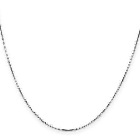 14K White Gold 0.7 mm Box Chain Necklace, Polished