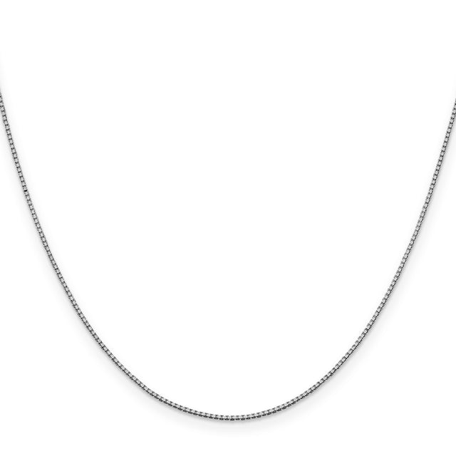 14K White Gold 0.95 mm Box Chain Necklace, Polished