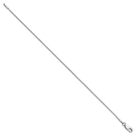 14K White Gold 0.95 mm Box Chain Anklet, Polished
