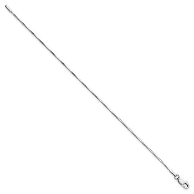 14K White Gold 0.95 mm Box Chain Anklet, Polished