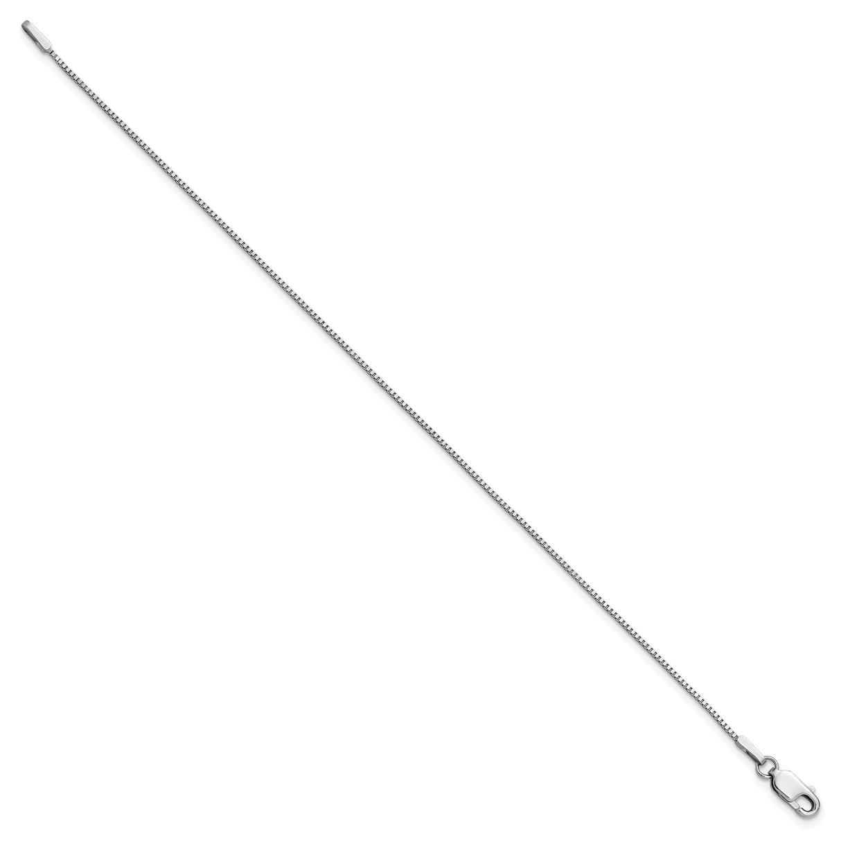 14K White Gold 0.95 mm Box Chain Bracelet, Polished