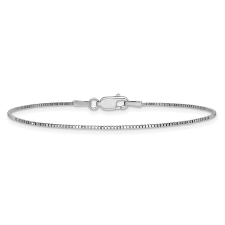 14K White Gold 0.95 mm Box Chain Bracelet, Polished alternate angle