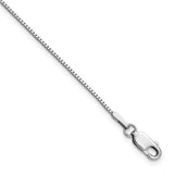 14K White Gold 0.95 mm Box Chain Anklet, Polished detail view