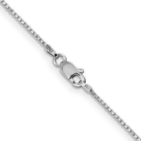 14K White Gold 1 mm Box Chain Necklace, Polished alternate angle