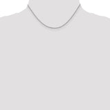 14K White Gold 1.1 mm Box Chain Necklace, Polished detail view