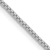 14K White Gold 1.1 mm Box Chain Necklace, Polished detail view