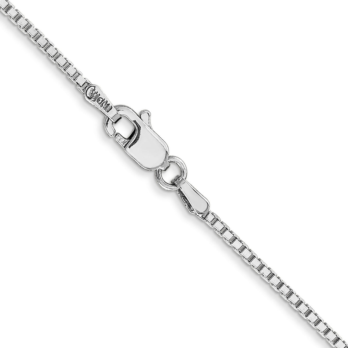 14K White Gold 1.3 mm Box Chain Necklace, Polished alternate angle