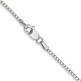 14K White Gold 1.3 mm Box Chain Necklace, Polished alternate angle