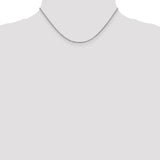 14K White Gold 1.3 mm Box Chain Necklace, Polished detail view