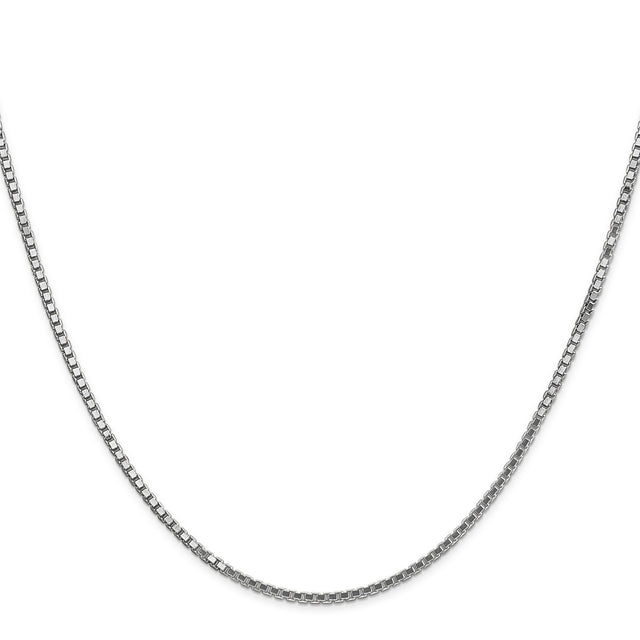 14K White Gold 1.5 mm Box Chain Necklace, Polished