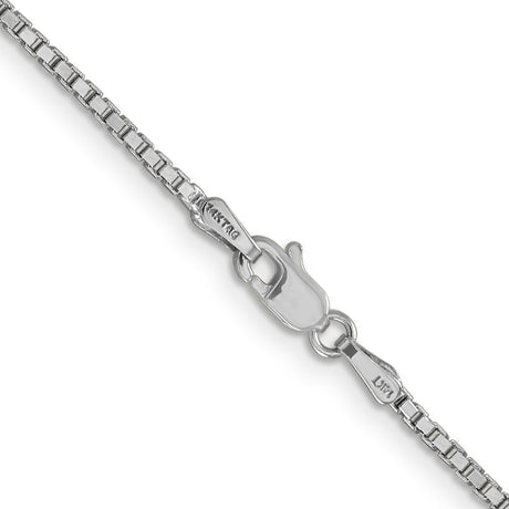 14K White Gold 1.5 mm Box Chain Necklace, Polished alternate angle
