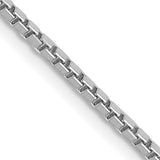 14K White Gold 1.5 mm Box Chain Necklace, Polished detail view