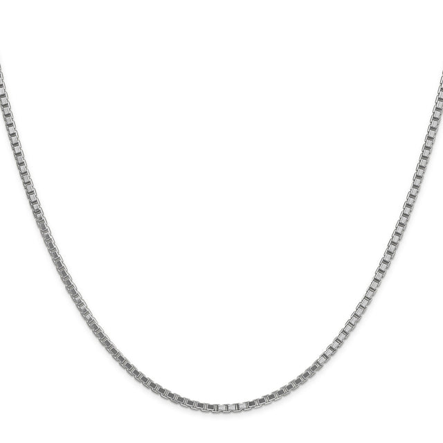 14K White Gold 1.9 mm Box Chain Necklace, Polished