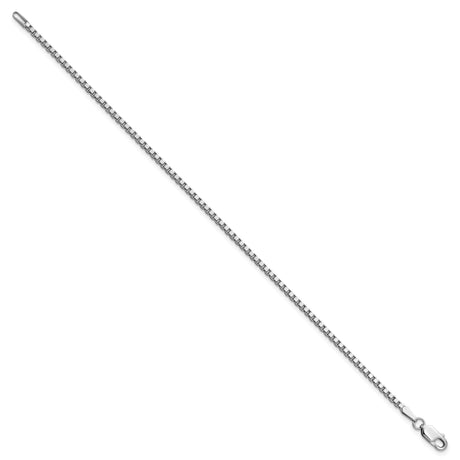 14K White Gold 1.9 mm Box Chain Bracelet, Polished