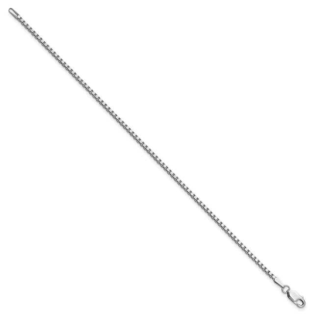 14K White Gold 1.9 mm Box Chain Bracelet, Polished