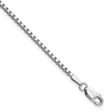 14K White Gold 1.9 mm Box Chain Bracelet, Polished detail view