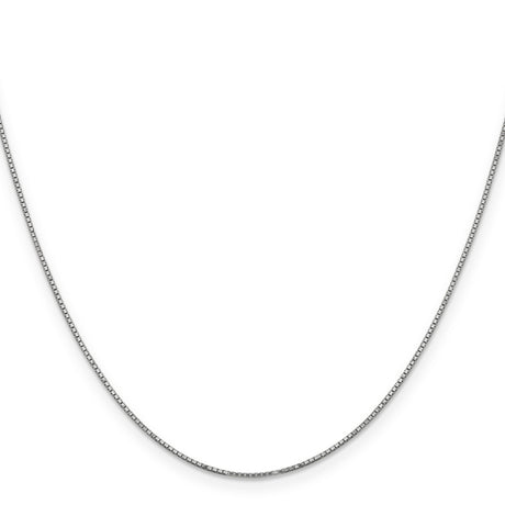 14K White Gold 0.9 mm Box Chain Necklace, Polished
