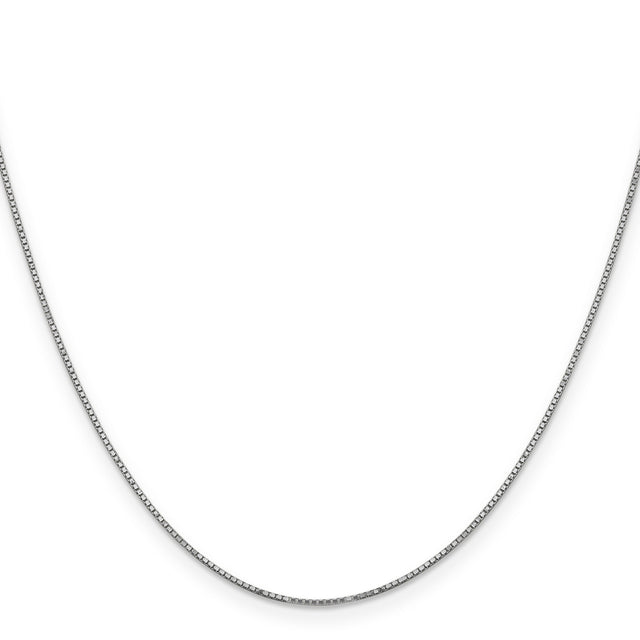 14K White Gold 0.9 mm Box Chain Necklace, Polished