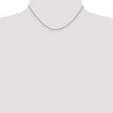 14K White Gold 0.9 mm Box Chain Necklace, Polished detail view