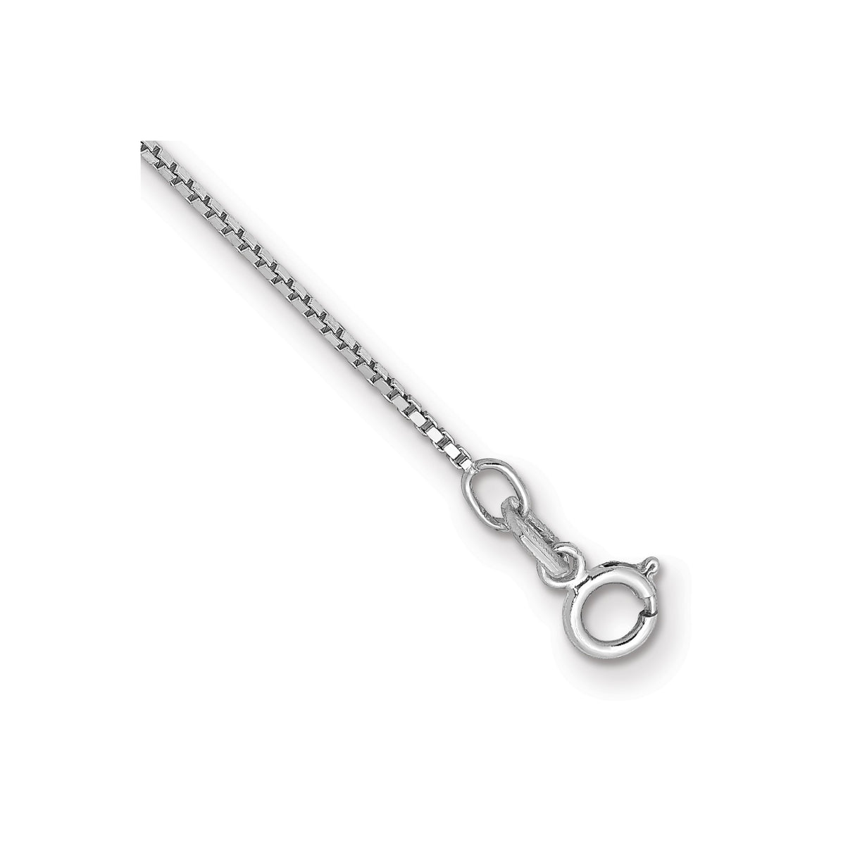14K White Gold 0.9 mm Box Chain Bracelet, Polished