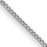 14K White Gold 0.9 mm Box Chain Necklace, Polished detail view
