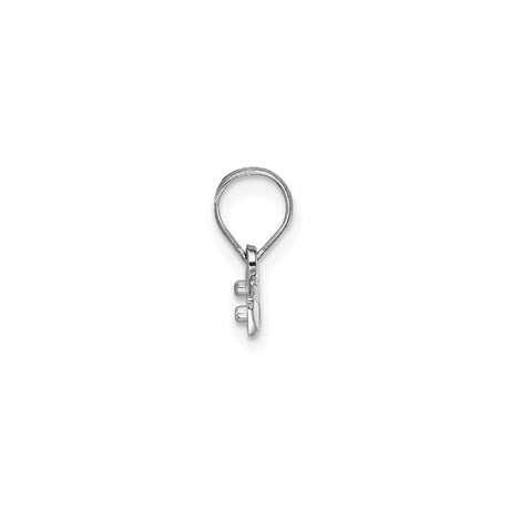 14k White Gold Vertical Bar Pendant, Hammered Finish Minimalist Design for Women or Unisex Wear