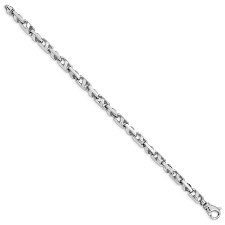 14K White Gold 5.5 mm Polished Chain Bracelet, Solid
