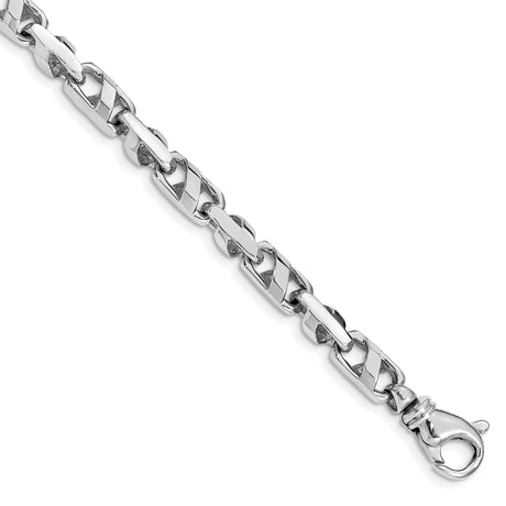 14K White Gold 5.5 mm Polished Chain Bracelet, Solid shown for scale