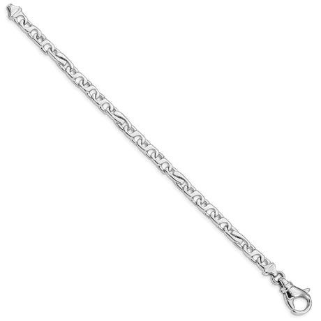 14K White Gold 5.8 mm Polished Chain Bracelet, Solid