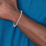 14K White Gold 5.1 mm Polished Chain Bracelet, Solid detail view