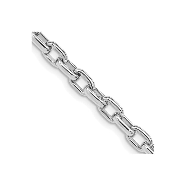 14K White Gold 5 mm Polished Chain Bracelet, Solid