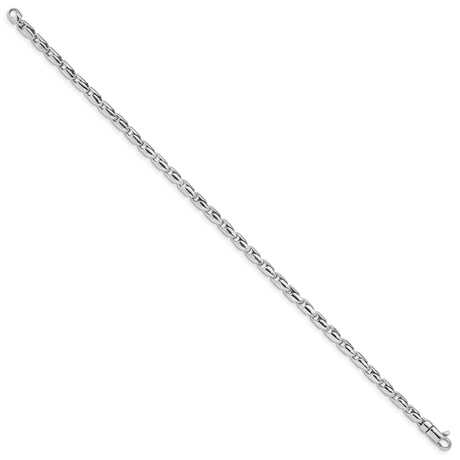 14K White Gold 3 mm Polished Chain Bracelet, Solid