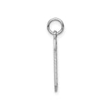 14k White Gold Number Zero Pendant, Textured and Polished Unisex Charm