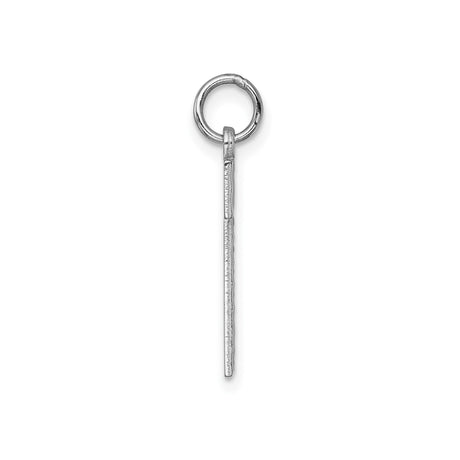 14k White Gold Number One Pendant Charm with Textured Finish and Diamond Cut Border