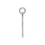 14k White Gold Number Two Charm Pendant, Polished and Textured Numeric Jewelry
