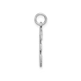 14k White Gold Number 3 Pendant with Polished Finish and Textured Design