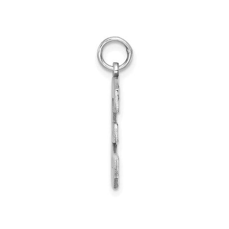 14k White Gold Number 3 Pendant with Polished Finish and Textured Design