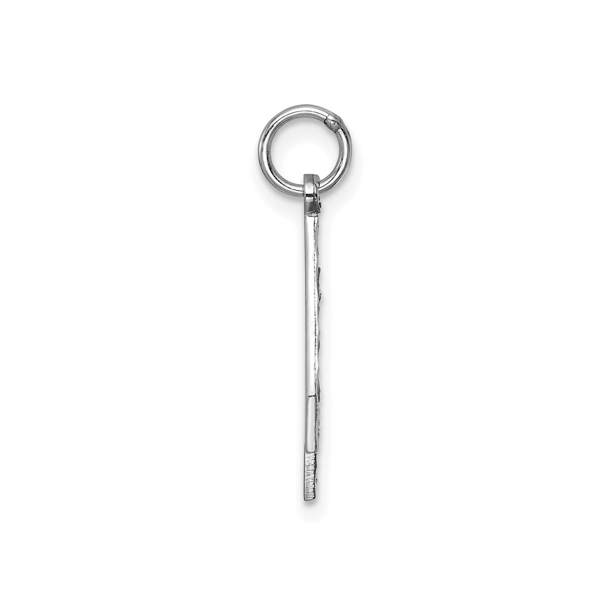 14k White Gold Number 4 Charm Pendant, Polished Textured Unisex Jewelry