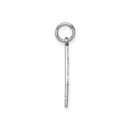 14k White Gold Number 4 Charm Pendant, Polished Textured Unisex Jewelry