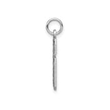 14k White Gold Number 6 Pendant Charm with Diamond-Cut Edges and Textured Surface