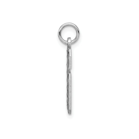 14k White Gold Number 6 Pendant Charm with Diamond-Cut Edges and Textured Surface