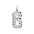 14k White Gold Number 6 Pendant Charm with Diamond-Cut Edges and Textured Surface
