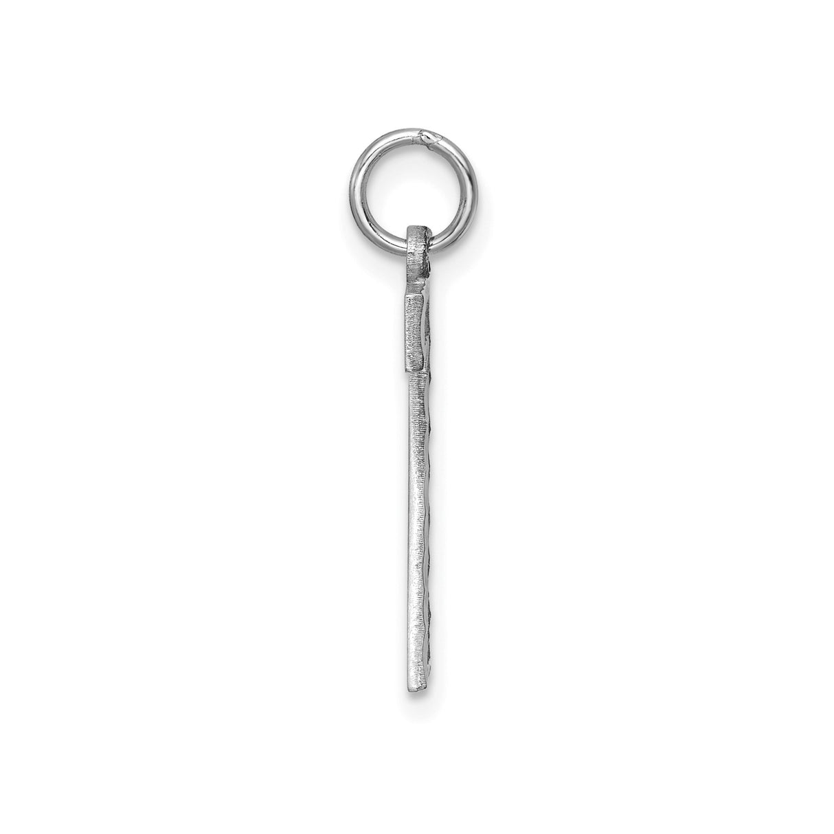 14k White Gold Number 7 Pendant Charm, Textured and Polished, Unisex Symbolic Jewelry