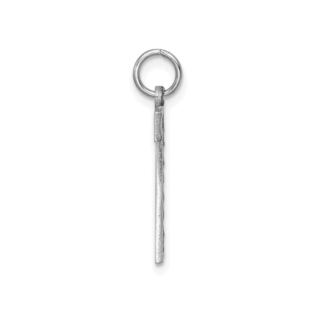 14k White Gold Number 7 Pendant Charm, Textured and Polished, Unisex Symbolic Jewelry