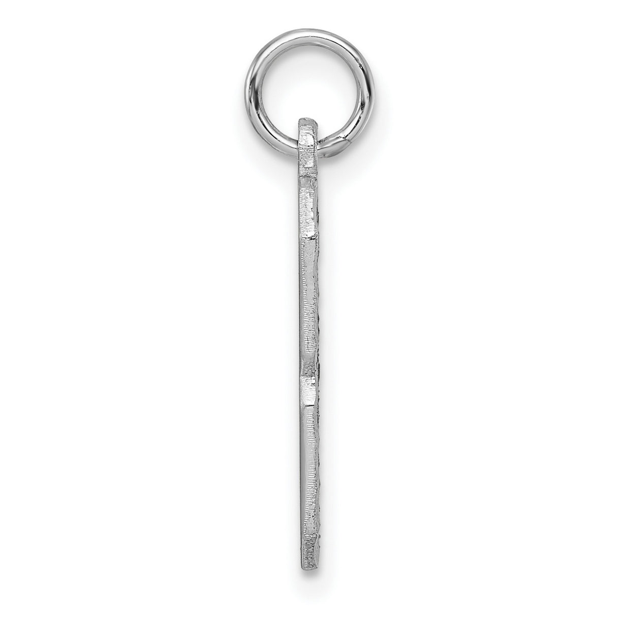 Large Satin Accented Inlay Number 8 Charm Pendant in Real 14k White Gold