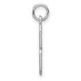 Large Satin Accented Inlay Number 8 Charm Pendant in Real 14k White Gold