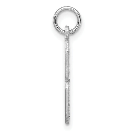 Large Satin Accented Inlay Number 8 Charm Pendant in Real 14k White Gold