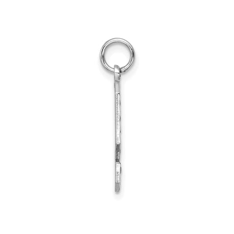 14k White Gold Number 9 Pendant Charm, Bold Block Design with Textured and Polished Finish