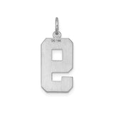 14k White Gold Number 9 Pendant Charm, Bold Block Design with Textured and Polished Finish