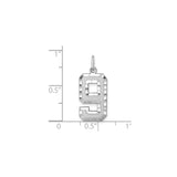14k White Gold Number 9 Pendant Charm, Bold Block Design with Textured and Polished Finish
